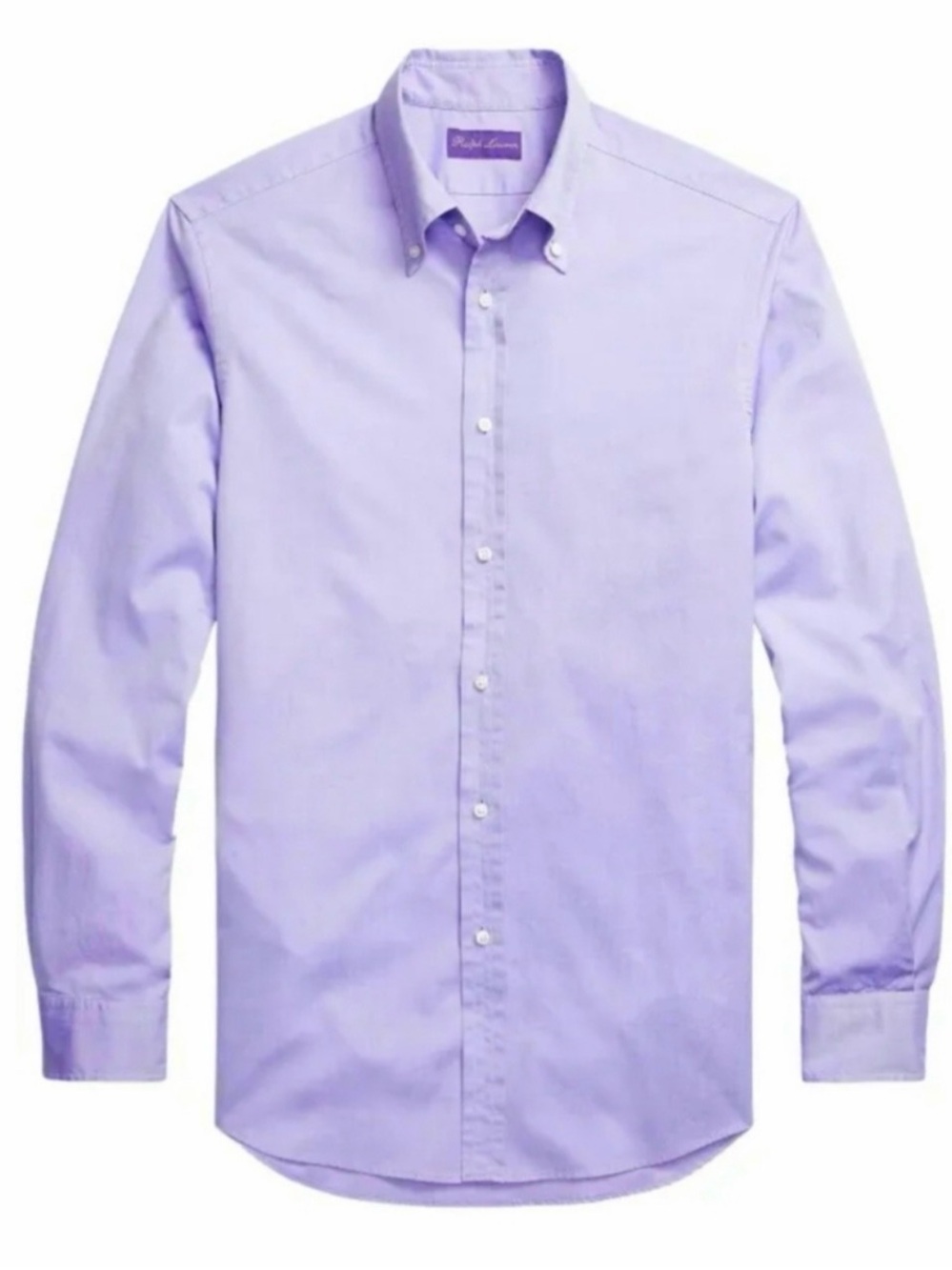 MEN’S RALPH LAUREN PURPLE LABEL BUTTON FRONT SHIRT, LAVENDER, SIZE M.